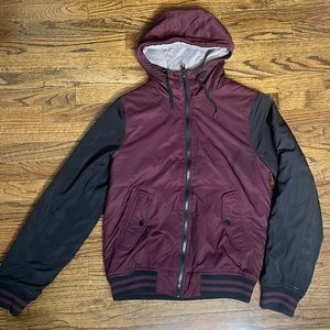 Maroon and black jacket